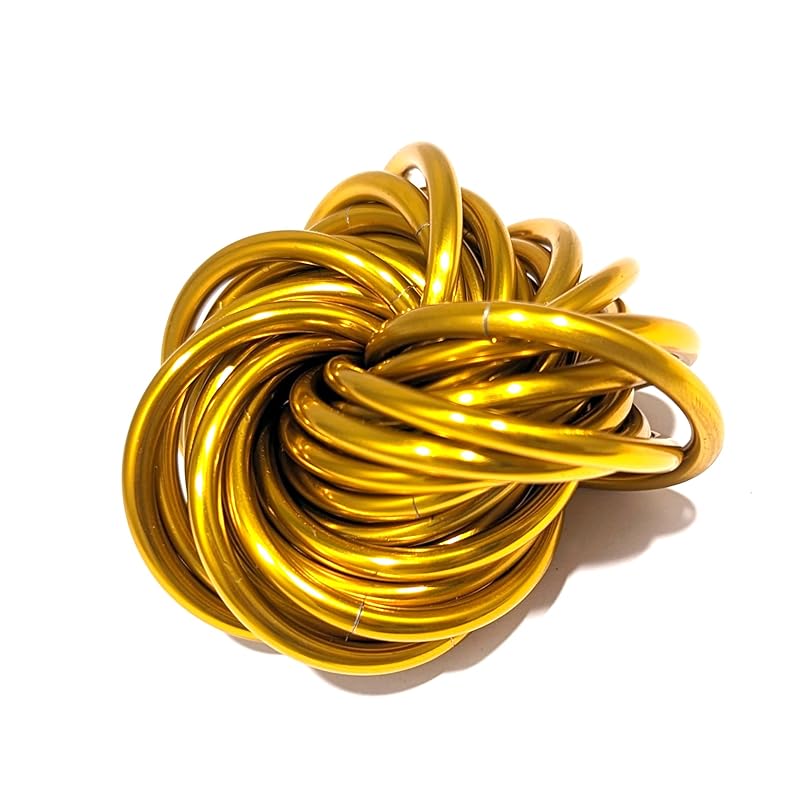 Möbii Fidget Ball (Solid Color): Quiet Mobius ADHD Anxiety Stim Stress Relief Toy Tool for Home Travel Office or Desk (XL(Daydream), Full, Gold)