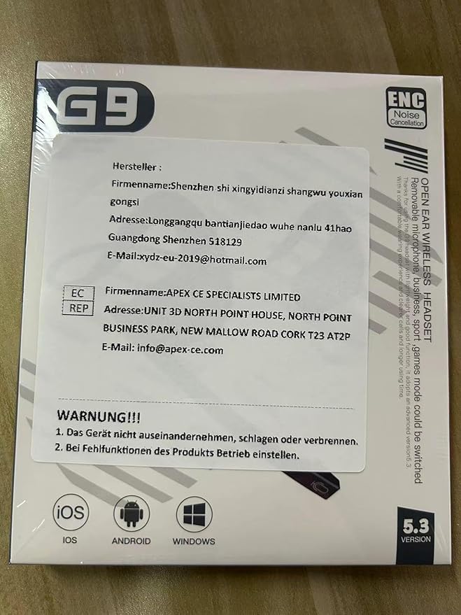 BANIGIPA Bluetooth Headset with Removable Microphone, Wireless Headset w/DSP Noise Cancelling for Phones Laptop Computer PC, Open Ear Headphones for Working Driving Running Cycling Driving -12 Hrs