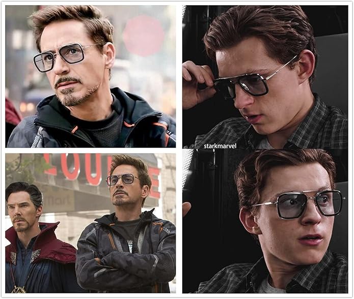 Tony Stark Style Blue Light Blocking Glasses for Men Women, Iron Man and Spider-Man Computer Gaming Glasses