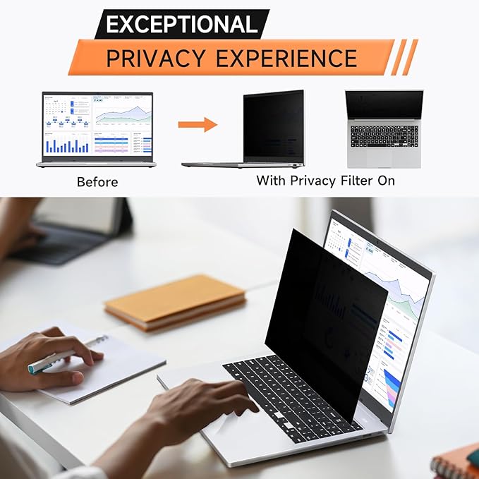 360° Laptop Privacy Screen 14 Inch 16:10, 4 Way Computer Monitor Privacy Shield, Matte Anti Glare Blue Light Filter Compatible with Lenovo Hp Dell Acer Asus Thinkpad Envy Xps