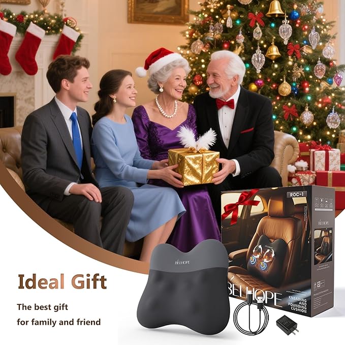 Back Massager, Shiatsu and Percussion Massage, Cordless Lower Back Massage for Pain Relief Deep Tissue, Back Massager with Heat，4D Neck Massager and Massage Pillow fror Shoulder,Grey