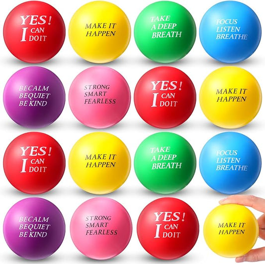 Sotiff 30 Pcs Motivational Stress Ball Bulk 2.75 Inch Colorful Foam Inspirational Relief Quotes Stress Balls Employee Appreciation Gift Large Relief Anxiety Toys for Adult Coworker(Classical)