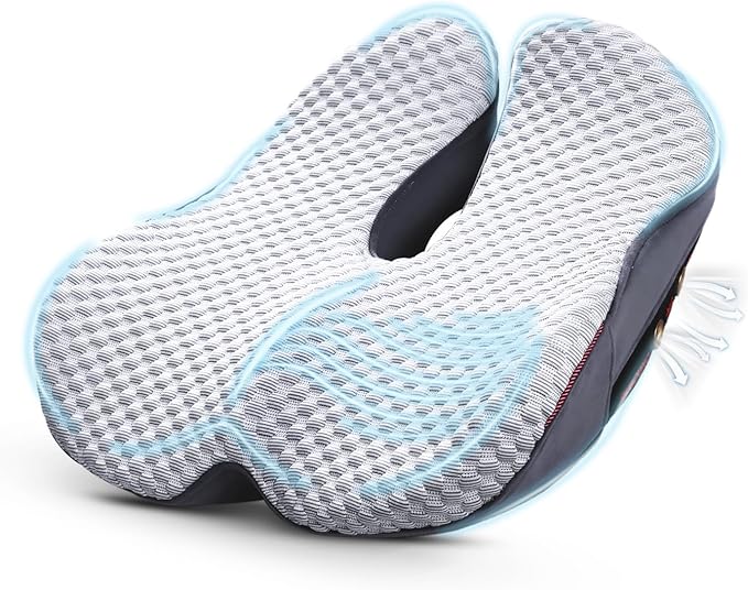 Seat Cushion for Tailbone Pain Relief X-Large,Ergonomic Office Chair Cushions for Butt Hip Lower Back & Sciatica Pain Relief Pillow,Pressure Relief Seat Cushion for Long Sitting, Car & Plane (Grey)