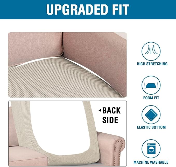 H.VERSAILTEX Super Stretch Individual Chaise Cover Sectional Couch Covers for L Shaped Sofa Both Left/Right Featuring Thick Jacquard Textured Twill Fabric (1 Piece Chaise Cover Large, Island Fossi)