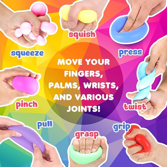 50 Pack Slow Rising Stress Ball, Large Box Stretchy Squishy Ball for Anxiety Relief, Pull Stretch Fidget Toys Bulk for Students, Value Set for Teacher, Offices & Group Therapy
