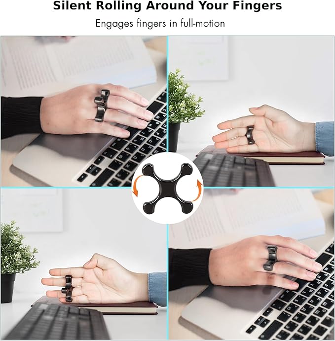 Metal Finger Fidget Flipper 2Pack - Quiet Fidget Toys Adults - Premium Fidget Roller Stim Toys for Adults - Stocking Stuffer & Top Gadget Gift Idea (Black Nickle)