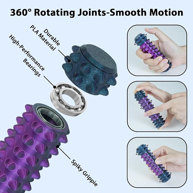 Little Pain Stim Ouchies Fidget Toys for Adults,3D Printed Spiky Pain Stim, Sensory Fidget for Stress & Anxiety Relief, ADHD, Autism,Office Desk Toys (Black Purple+Rainbow)