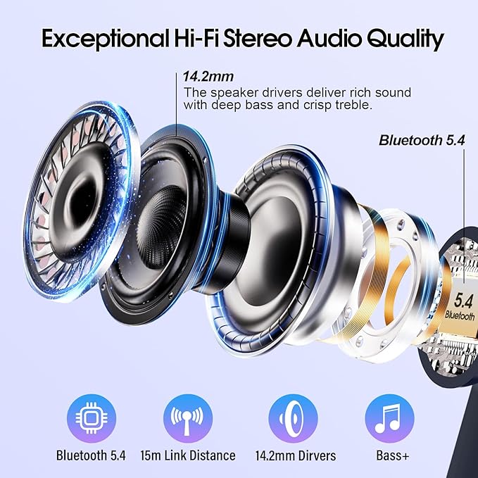 Wireless Earbuds, Bluetooth 5.4 Headphones Multi-Function Touch Screen with 5 EQ Modes, 48H Ear Buds Bass Stereo with ANC Noise Cancelling/Transparency Mode, IPX7 Bluetooth Earbuds, Grey