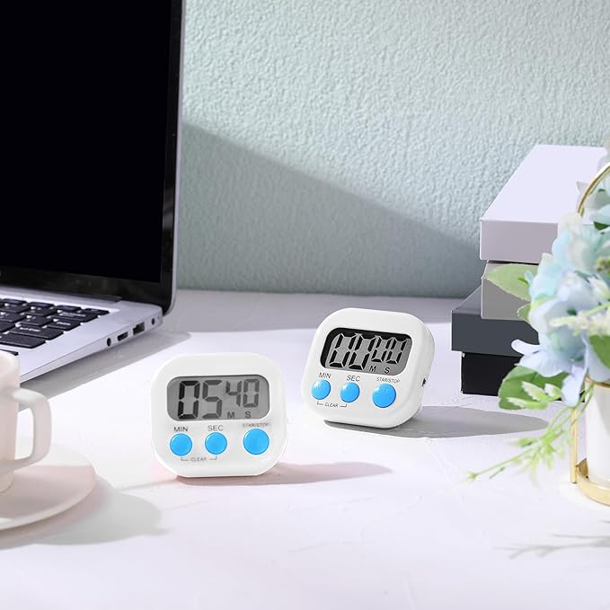 Weewooday 12 Pcs Digital Kitchen Magnetic Timer Bulk Classroom Count up Countdown Timer Large Digits Egg Loud Alarm Cute Desk Stopwatch for Teacher Kids Cooking Office (Stylish Style)