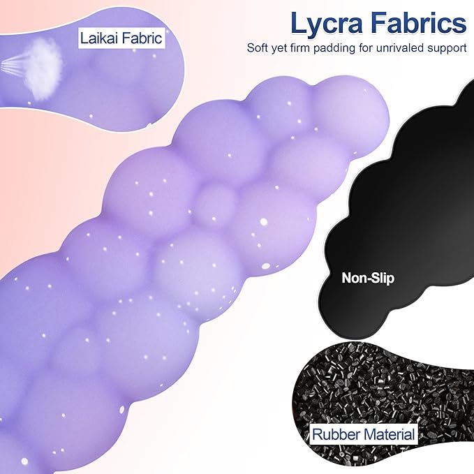 Cloud Wrist Rest Set for Keyboard and Mouse, Includes Cute Coaster, with Computers and Laptops（Purple Star Set）