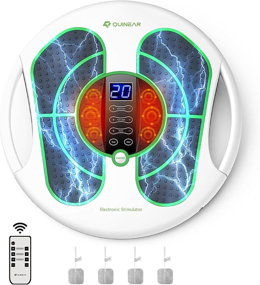 QUINEAR Foot Massager with TENS & EMS for Neuropathy, Foot Stimulator for Pain Relief and Circulation, Nerve Muscle Massager with Remote Control, Relieve Swelling and RLS