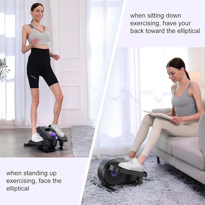 FUNMILY Under Desk Elliptical, Desk Bike Pedal Exerciser, Fully Assembled Leg Exerciser 2 in 1 Seated Standing Elliptical, Ultra-Quiet Mini Elliptical Machines for Home Office Use