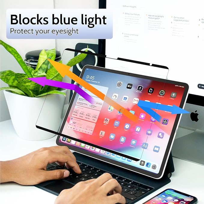 2 Pack Magnetic Paperfilm for iPad Air 13 Inch 2024/2025 (M2/M3, 6th/7th Gen), Feel Like Writing Drawing On Paper, Matte Removable Anti Glare Fingerprint Screen Protector Blue Light Filter