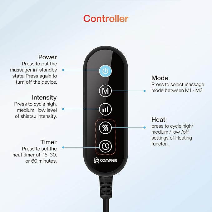 COMFIER 2-in-1 Shiatsu Foot & Back Massager with Heat, Electric Foot Warmer for Women,Men,Feet Massager Machine, Feet Heater,Gifts