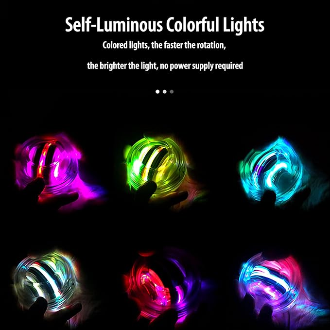 Auto-Start Power Gyro Ball, Metal Ball Center,Hand Wrist Forearm Trainer and Fingers Grip Strengthener for Exercise Joint and Muscle with LED Lights