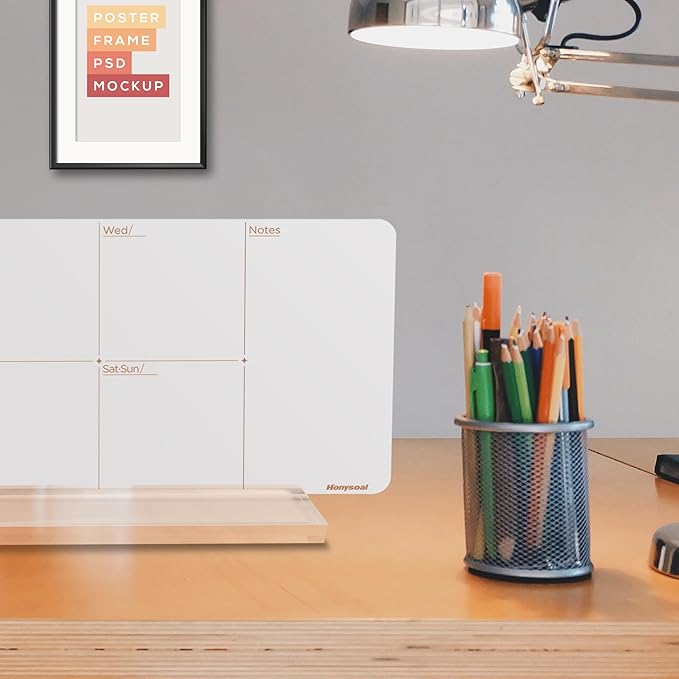 Desktop Whiteboard 12" x 6" Desktop Weekly Planner Whiteboard-Dry Erase Board-Portable Dry Erase Calendar to Do List White Board