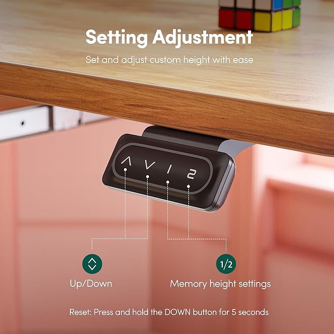 FEZIBO Standing Desk with Keyboard Tray, 55 x 24 Inch Adjustable Height Sit Stand Desk with Memory Presets for Home Office, Ergonomic Computer Workstation, Light Rustic