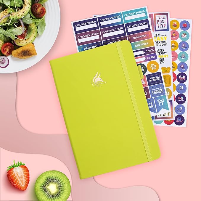 Clever Fox Wellness Planner - Weekly & Daily Health and Wellness Log, Food Journal & Meal Planner Diary for Calorie Counting, Notebook for Medical Condition Tracking, A5-Sized - Neon Yellow
