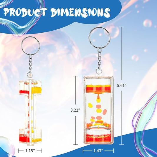 4pcs Liquid Timers KeyChain Set - Stress Relief & Sensory Play with Colorful Fidget Keychains, Perfect for Boys’ Backpacks & Fun Science Gifts for Teens