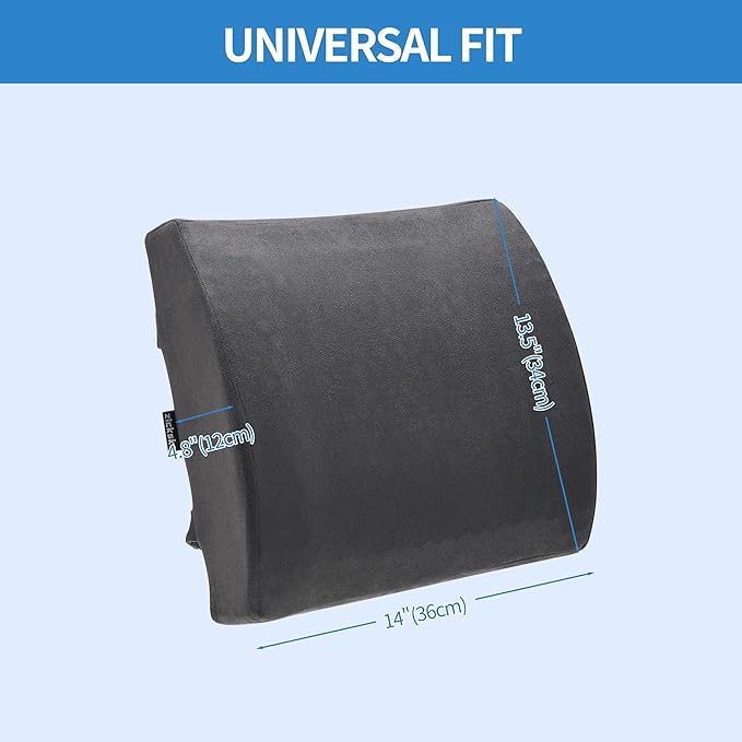 Lumbar Support Pillow - Gel Memory Foam Back Cushion for Lower Back Pain Relief & Improve Sitting Posture, Lumbar Support Cushion with Adjustable Strap & Non-Slip for Office Chair, Sofa, Car