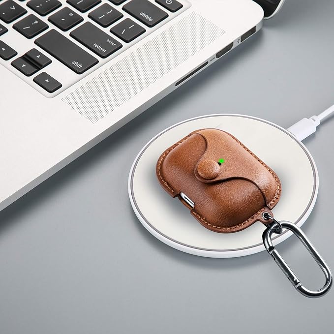 Maxjoy for AirPods Pro 2 Case Leather, Airpods Pro Leather Case Cover with Keychain Airpod Strap Compatible with Apple Airpod Pros 2nd Generation 2023 2022/AirPods Pros 2019 (Front LED Visible), Brown