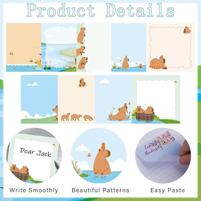 Capybara Sticky Notes Gifts - 9Pack Cute Sticky Notes 3x3 Funny Gifts for Capybara Lovers Cartoon Notepads Animals Post Pads for Women Men Office School Supplies 450 Sheets
