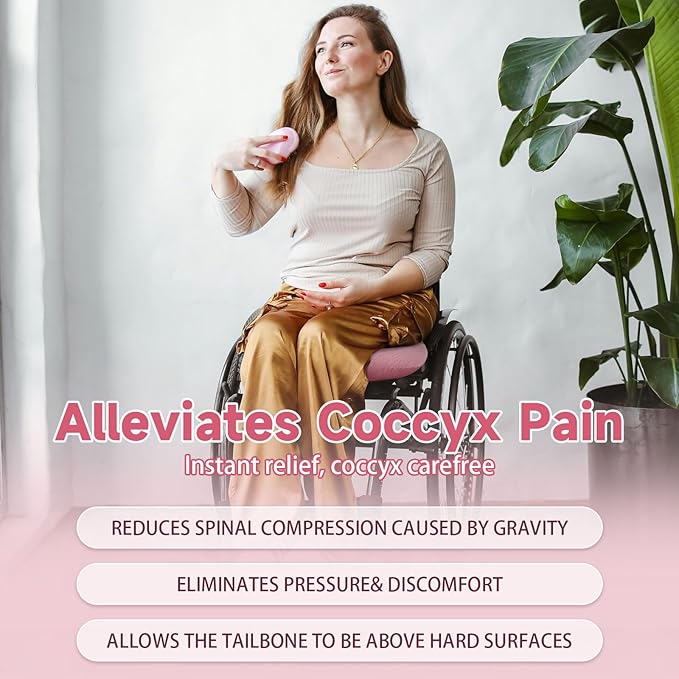 Anti-Slip Wheelchair Cushions, Bed Sore Cushions for Butt, Ergonomic Innovations Orthopedic Donut Pillow, Medical Seat Cushion for Sciatica, Back, Coccyx, Pressure Sore (Pink)