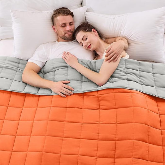 King Size Weighted Blanket for Adults (25 lbs, 80” x 87”, Orange) Cooling Heavy Blanket for Sleeping Perfect for 240-260 lbs, Breathable Blanket for Adults & Couple All Season, Machine Washable