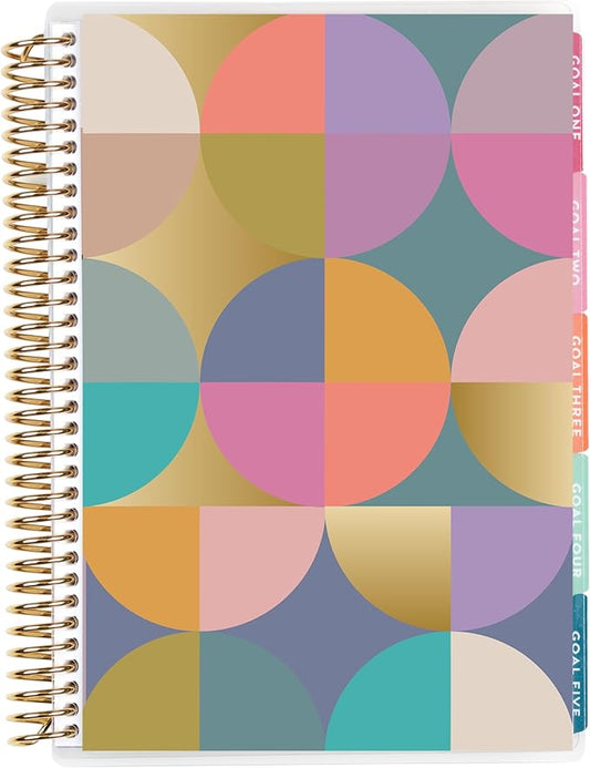 Erin Condren A5 Spiral Bound Goal Setting Planner – Metallic Abstract Circles - 4 Tabs with 160 Pages for Goal and Action Planning Inc. Steps, Weekly Check-in, Celebration Pages & More