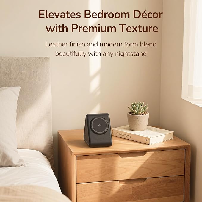 Housbay Sound Machine with Magnetic Wireless Charger for iPhone,2-in-1 Design for Clutter-Free Nightstand,Dual-Speaker Stereo Sound for Sleeping - Black