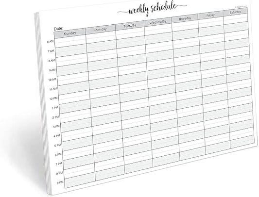 321Done Weekly Schedule Planning Notepad - 50 Sheets (8.5x11) – Hourly Appointment Productivity Weekly Planner Tear-Off Note Pad - Cute Simple Script Large Letter Size - Made in the USA