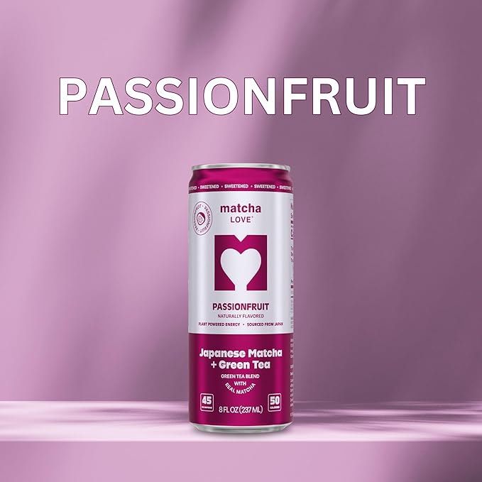 matcha LOVE Passion Fruit Matcha + Green Tea, Sweetened, 8 Ounce (Pack of 12)