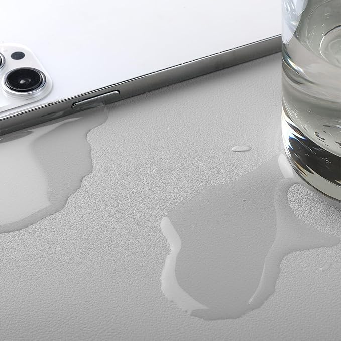 Leather Desk Mat Mouse Pad Large Non-Slip Surface Office Home Desk Accessories Supplies Decor for Keyboard Computer Laptop Writing Table Protector (Light Gray)