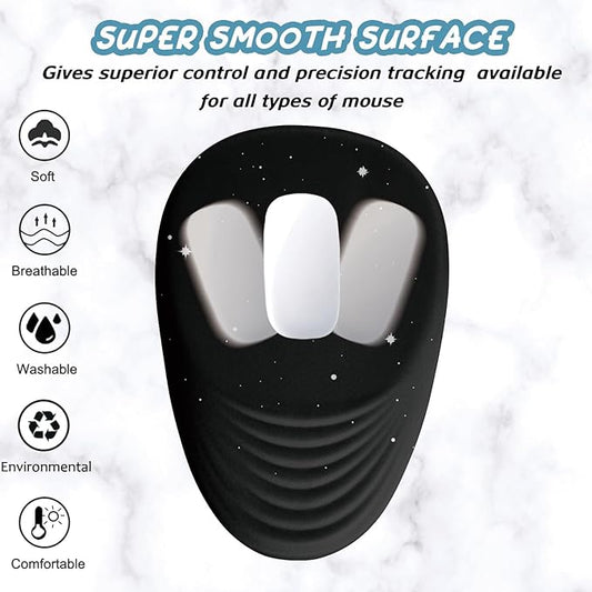 Ergonomic Mouse Pad Wrist Support, Mouse Pad with Wrist Rest, Entire Memory Foam & Non-Slip PU Base MousePads with Stepped-Wedge Design for Pain Relief, Desk, Office, Home, Black Star