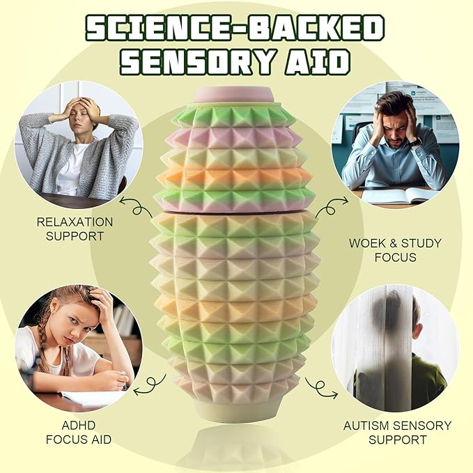 Little Ouchies Spiky Fidget Keychain, Pain Stim Sensory Toy for Adults | 3-in-1 Spinner, Clicker & Roller, Ergonomic Palm Grip, Stress & Anxiety Relief, Ideal for Friends & Family