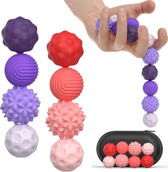 Fidget Magnetic Balls Toys, 8Pcs Silicone Sensory Stress Relief Toys for Adults,Teens with Autism, Anxiety, Quiet Executive Desk Magnet Ball for Office,Stocking Stuffers for Womens Gifts