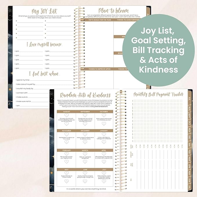 bloom daily planners 2025-2026 Academic Year Pocket Planner (July 2025 - July 2026) - 4” x 6” MINI Weekly Monthly Agenda Organizer & Calendar Book - Midnight Sky