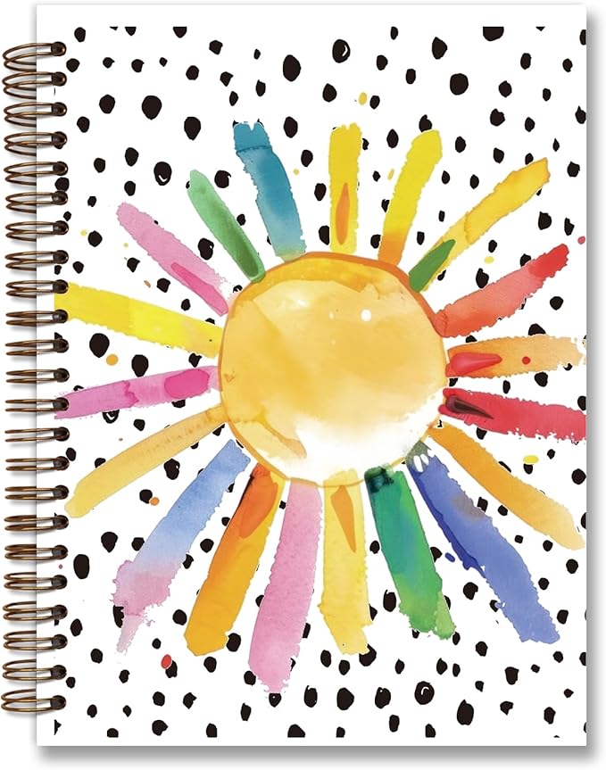 Boho Colorful Sunshine Notebook Journal, Preppy Notebook,Preppy Journal,Sunshine Gifts for Women,Boho Office Supplies,Boho Desk Accessories,Spiral Notebook 5.5x8.3