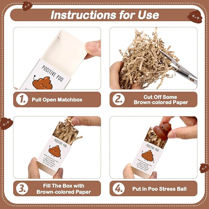 Wettarn 12 Sets Poo Positive Gifts Cute Stress Balls with Support Gift Boxes Funny Party Favors for Employee Coworker Friends Office Inspirational Relief Toys