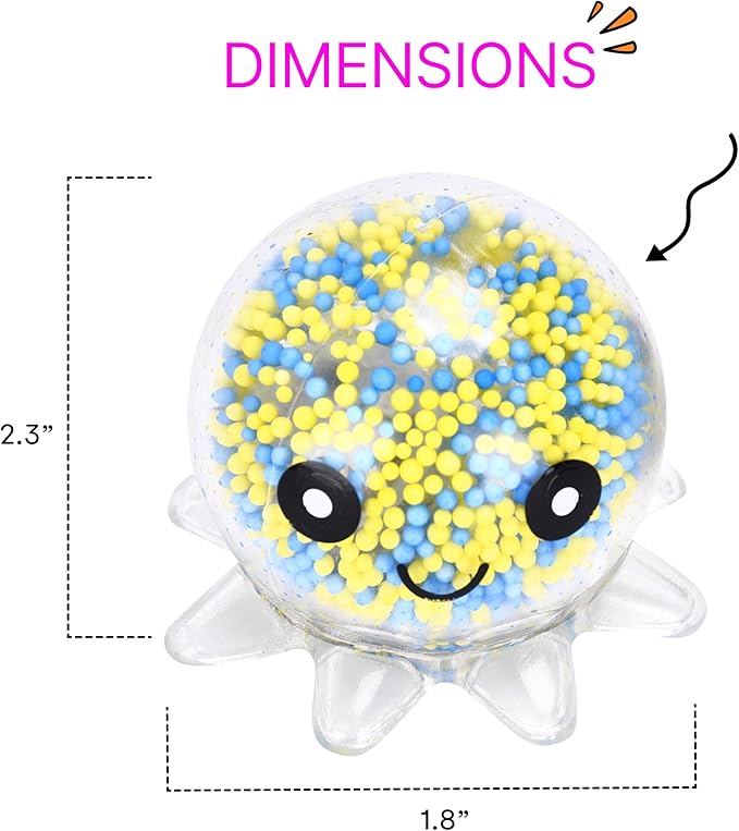 Neliblu Squishy Octopus Balls - Jumbo Mochi Squishy Toys - Easter Basket Stuffers for Teens - Glow-in-The-Dark - Stress Balls for Kids and Adults - 2.3x1.8x1.7 inches (Multicolor) Set of 10