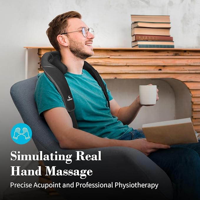 Shiatsu Neck Massager with Heat - Ideal Gifts for Her,Him,4D Cordless Deep Tissue Kneading Massage for Pain Relief,Rechargeable Massage for Neck,Shoulder,Traps and Back