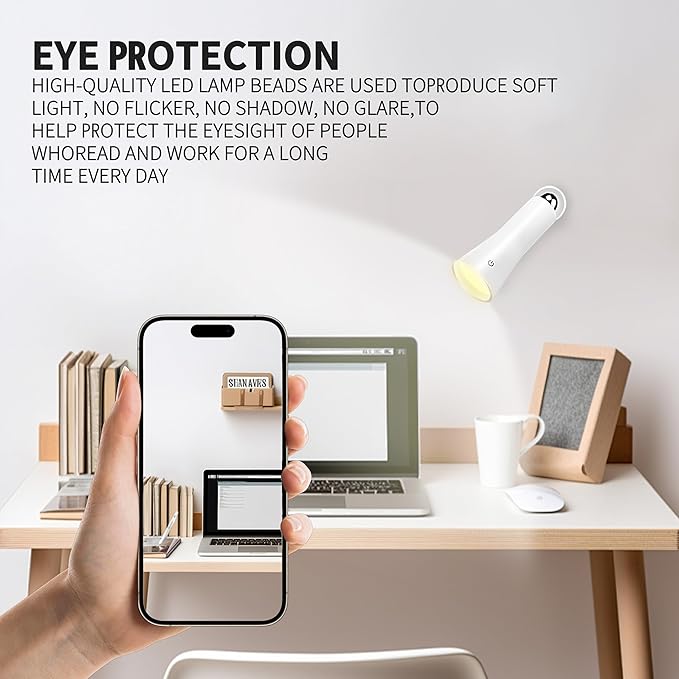Wireless Desk Lamp LED Cordless Table Lamp for Home Office Eye-Caring Light,3 Color Modes,4-in-1 Magnetic Lamp,Touch Control Desk lamp for Reading