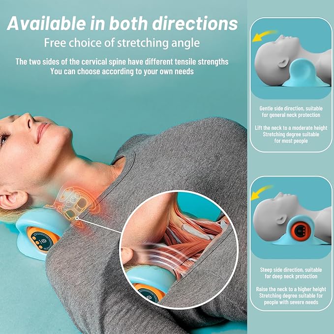Neck Massager, Masajeador de Cuello, 3 Modes Electric Neck and Shoulder Relaxer Pillow, with Heat 26° Angle Cervical Traction Device for Pain Relief Deep Tissue