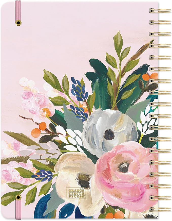 Orange Circle Studio Academic Planner 2025-2026, Amazon Exclusive, Bella Flora, Tri-Tab Planners, 17-Month Triple-Section, August 2025 to December 2026, 9.6" x 7", Weekly Monthly Planner Calendar for School or Work, Note Pages