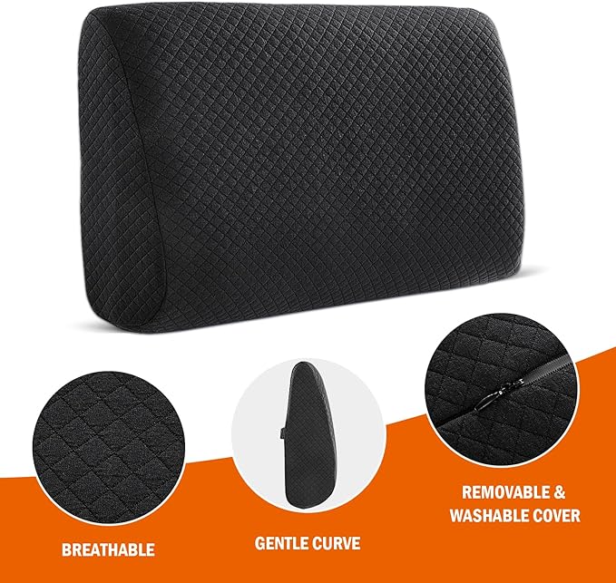 HOMBYS Lumbar Support Pillow for Recliner Chair, Memory Foam Back Support Cushion for Elderly,Extra Large Lumbar Support Pillow,Thick Backrest for Home Reading (Black, 20“x13.5"x5")