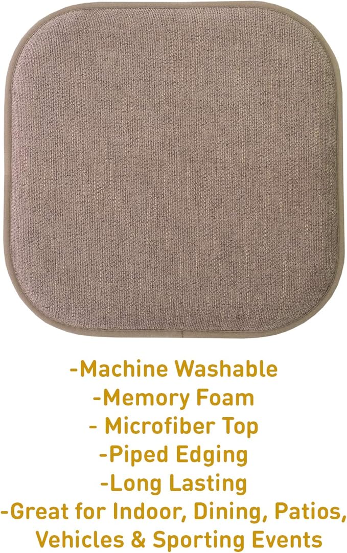 Sweet Home Collection Chair Cushion Memory Foam Pads Honeycomb Pattern Slip Non Skid Rubber Back Rounded Square 16" x 16" Seat Cover, 6 Pack, Alexis Chocolate