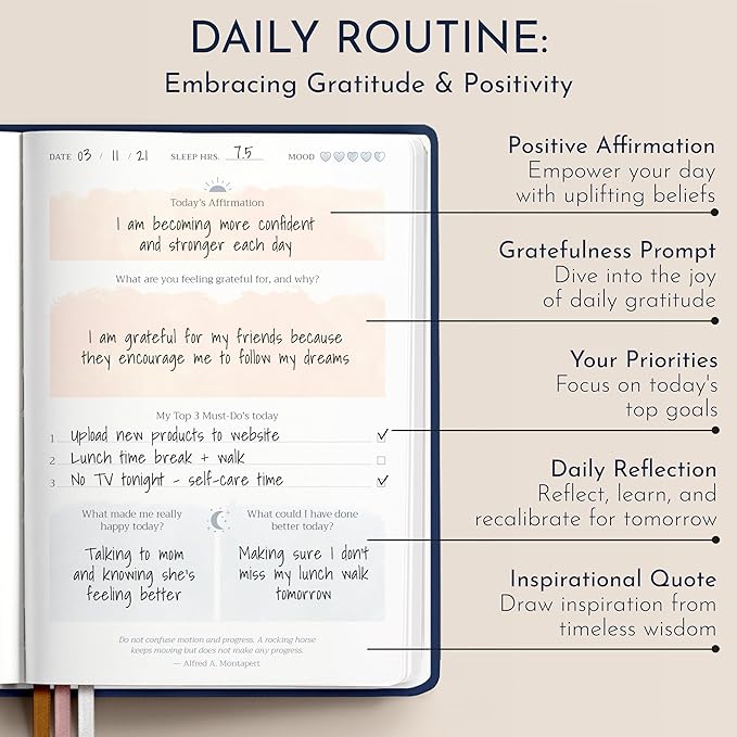 RYVE Daily Journal for Women – 6-Month Guided Gratitude Journal with Prompts, Affirmations, Mindfulness, Self-Reflection & Self-Care