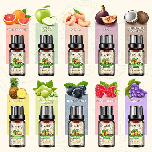 Coconut & Vanilla Fragrance Oils Set, 10 Pcs Aromatherapy Oils Set, for Diffusers, Home Care, DIY Soap Candle Making Scents, Fragrance, Aromatherapy, Humidifiers, for Friend (10ml)