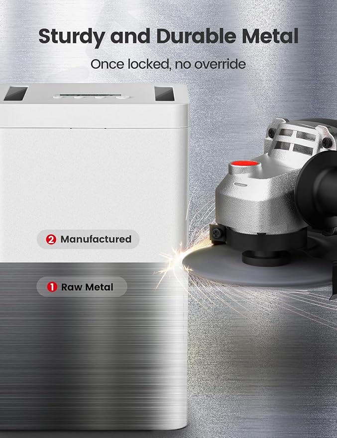 Vaydeer Metal Time Lock Box, Phone Lockbox with Timer, iPad Safe Container, Self-Control Locker with USB-C Charge,Electronic Device Timed Release Jail for Cellphone/Tablet/Medicine/Snack/Alcohol-Large