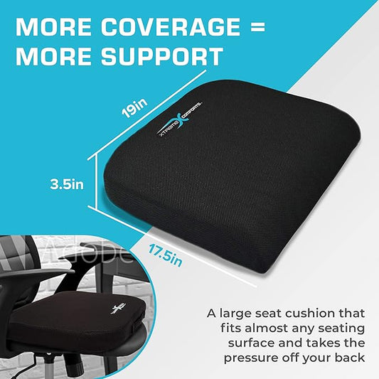 Xtreme Comforts Seat Cushions | Office Chair Cushions for Desk, Car, Wheelchair| Ergonomic Memory Foam Seat Cushion for Support & Comfort | Helps Improve Sitting Posture for Work & Body Relief